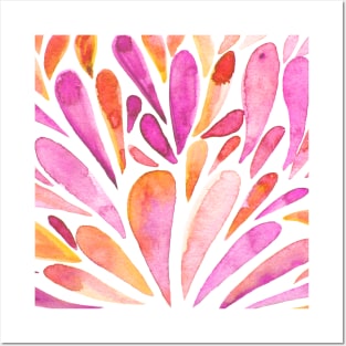 Watercolor artistic drops - orange and pink Posters and Art